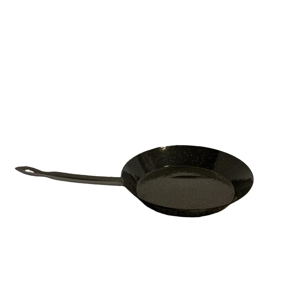 Vintage Style Black Speckled Enamelware Frying Pan 9.5 Inch Skillet Camping‎